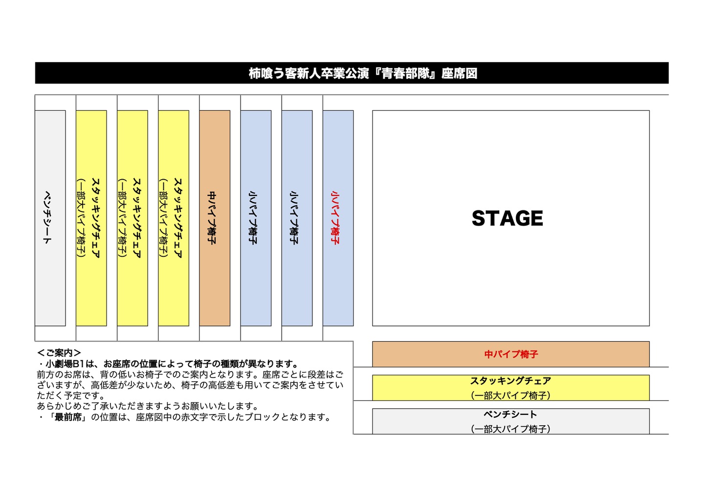 柿喰う客新人卒業公演『青春部隊』座席表